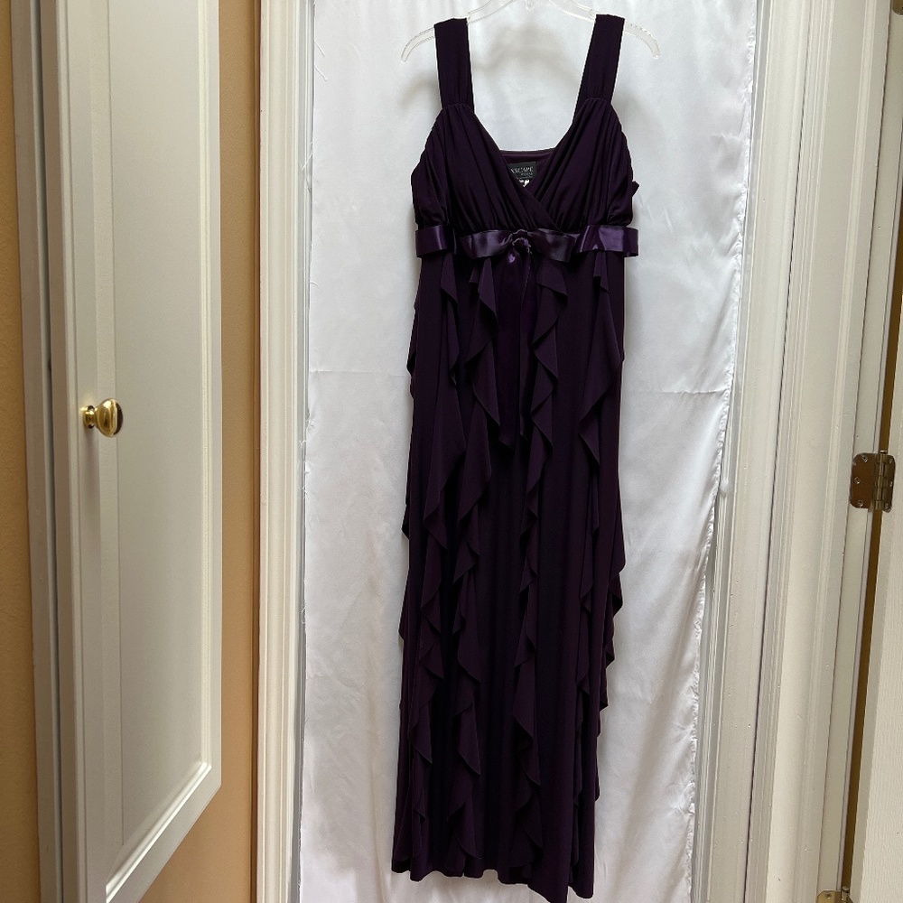 Xscape Plum Floor Length Evening Gown (18W)